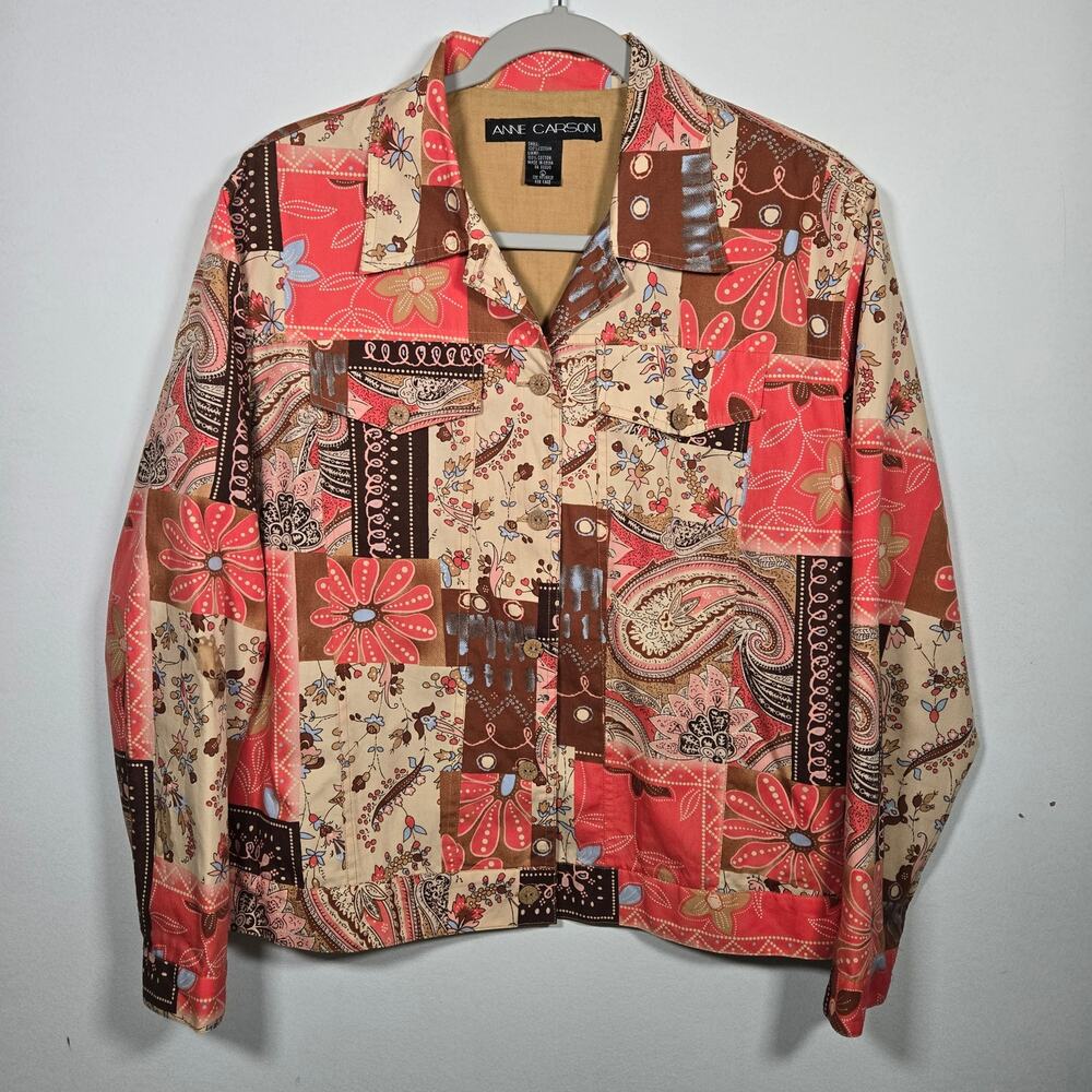 Anne Carson Patchwork Shacket. Large - image 1